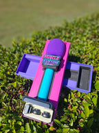 Custom Branded 3D Printed Button Microphone Holder in Pink and Purple with Muscle and Kustom logo 