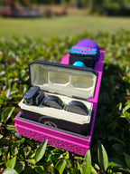 Custom Branded 3D Printed Button Microphone Holder in Pink and Purple with Muscle and Kustom logo 