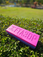 Custom Branded 3D Printed Button Microphone Holder in Pink and Purple with Muscle and Kustom logo 